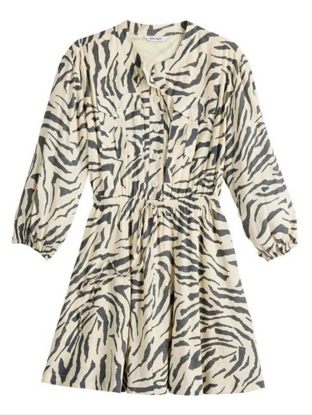 Nine West‎ Fit & Flare Utility Dress Women's Size M Zebra Animal Print